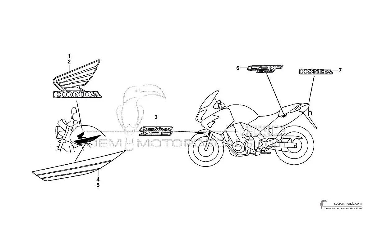 Decals for Honda CBF600N 2009 - Black • Honda OEM Decals