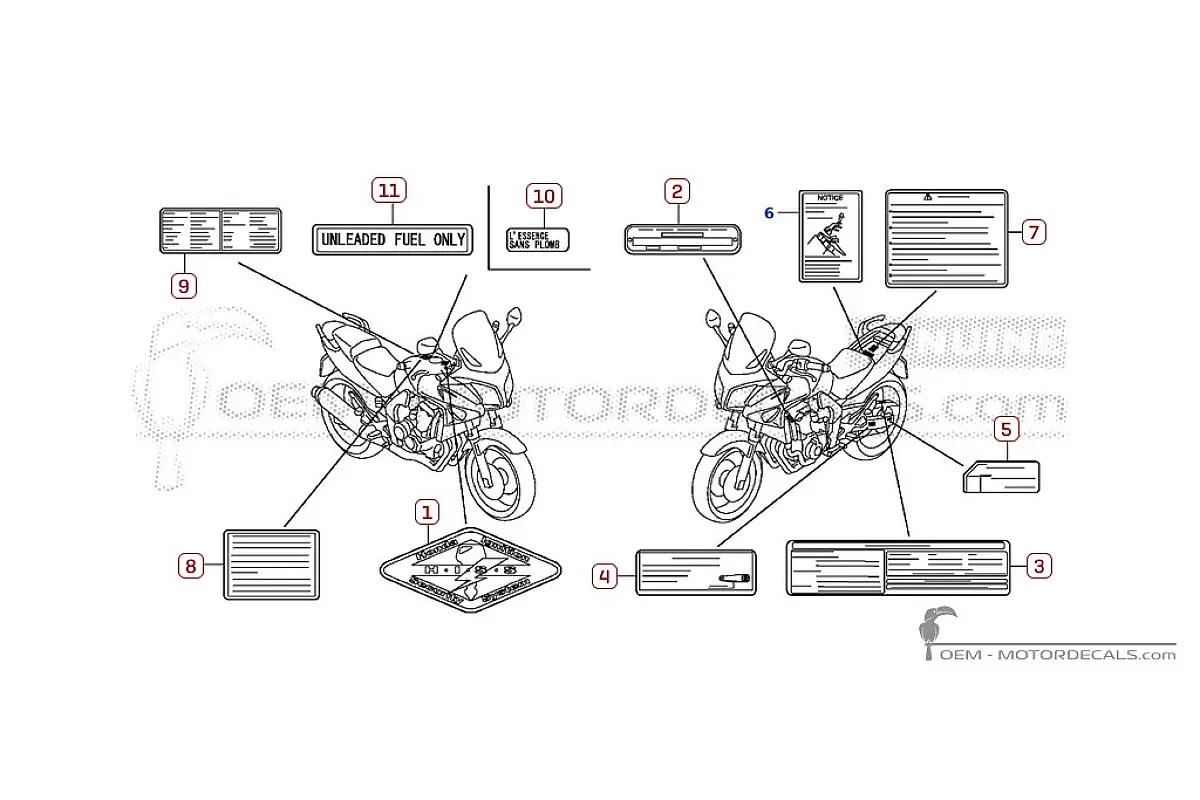 Autocollants pour Étiquettes d'avertissement • Honda Autocollants OEM