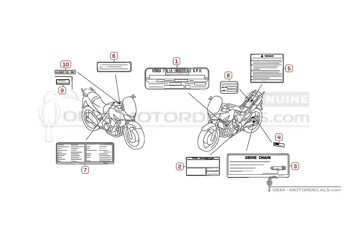 Stickers voor Waarschuwingslabels • Honda OEM Stickers