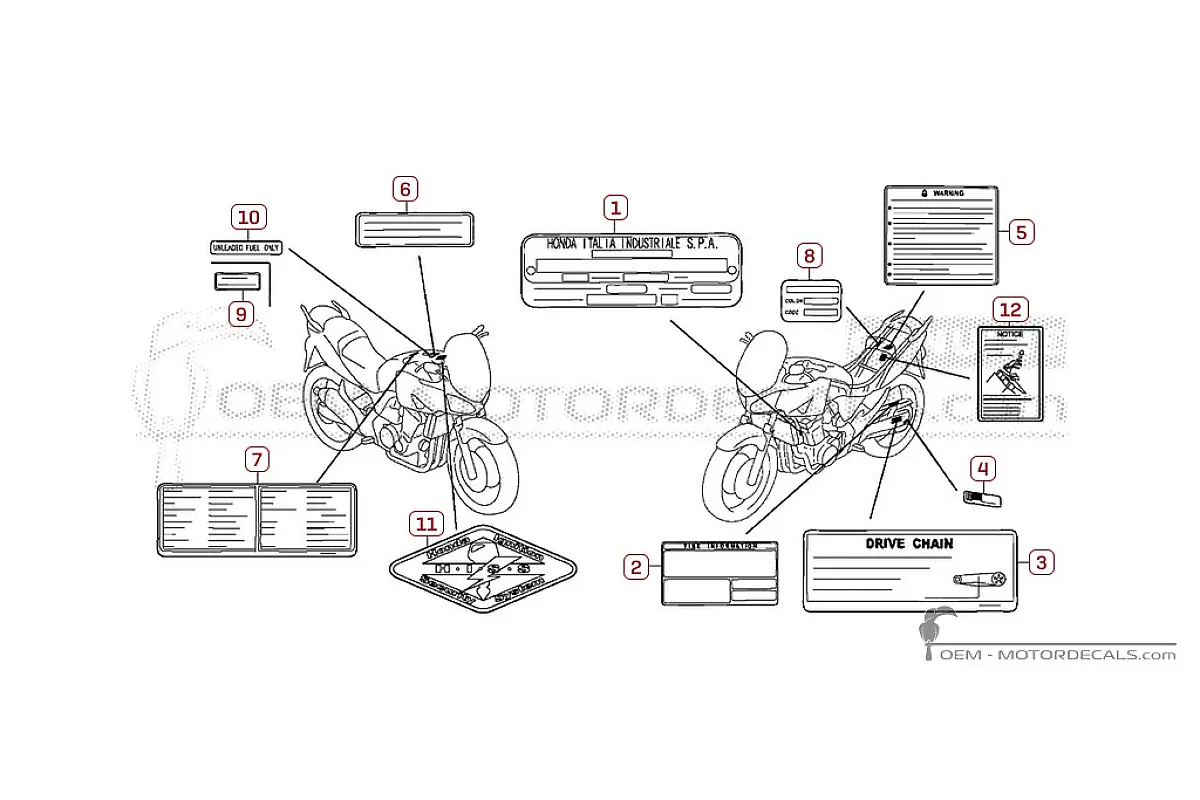 Pegatinas para Etiquetas de precaución • Honda Pegatinas OEM