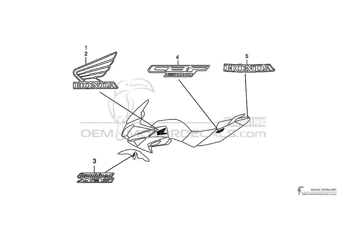 Adesivi per Honda CBF600S 2009 - Argento • Honda Adesivi OEM