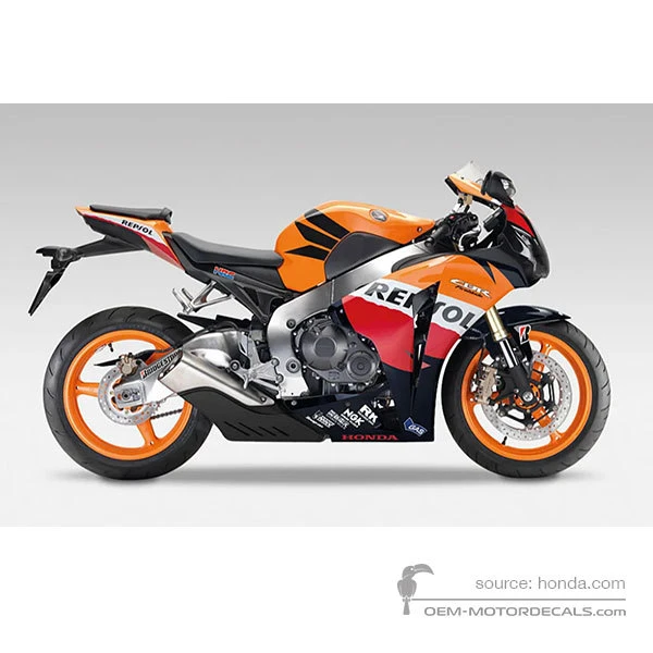 Pegatinas para HONDA CBR1000RR FIREBLADE 2011 - Naranja • Honda Pegatinas OEM