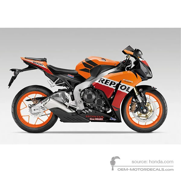 Pegatinas para HONDA CBR1000RR FIREBLADE 2013 - Naranja • Honda Pegatinas OEM