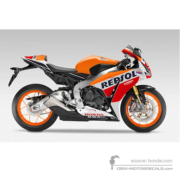 Naklejki do HONDA CBR1000RR FIREBLADE 2015 - Pomarańczowy • Honda Naklejki OEM
