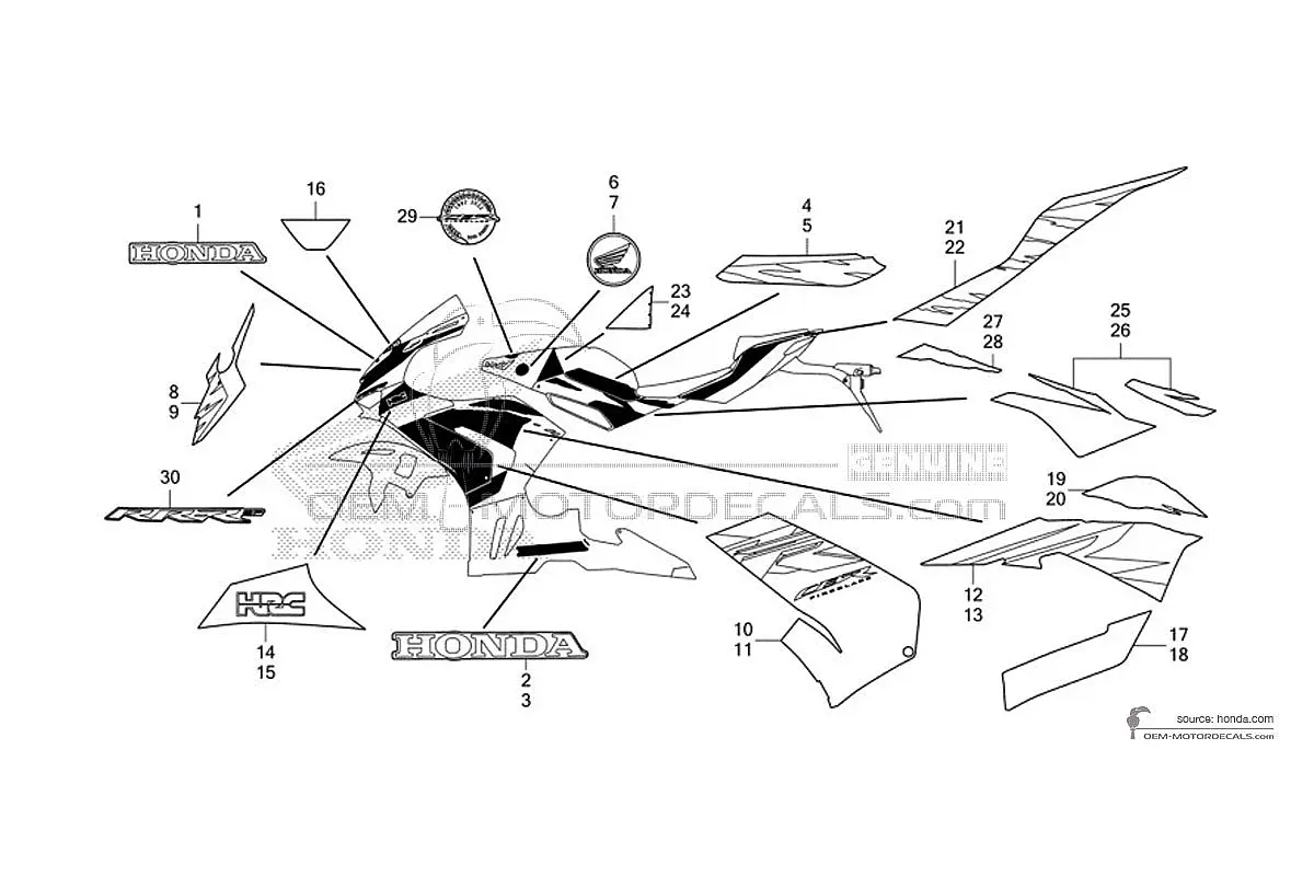 Pegatinas para Honda CBR1000RR FIREBLADE SP 30 Anniversary 2022 - Blanco • Honda Pegatinas OEM