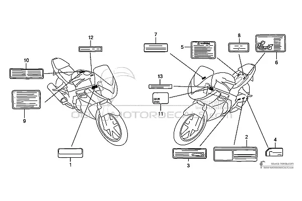 Honda CBR125R - Caution labels