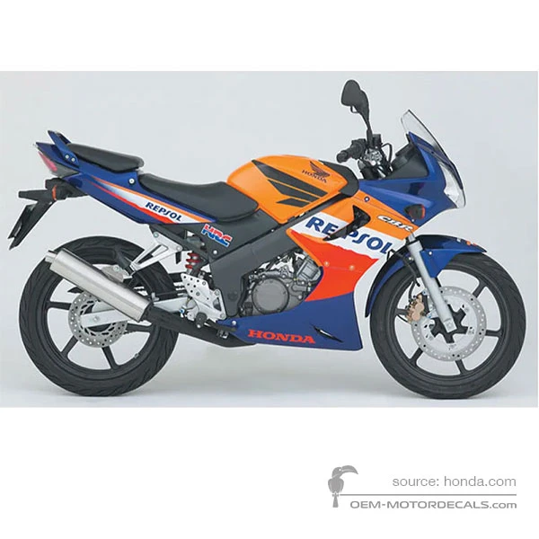 Stickers voor Honda CBR125R 2006 - Oranje • Honda OEM Stickers