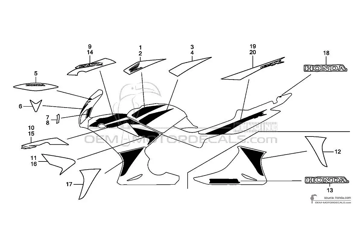 Aufkleber für Honda CBR125R 2007 - Blau • Honda OEM-Aufkleber