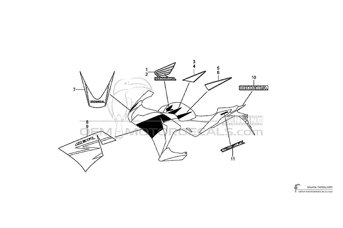 Naklejki do Honda CBR125R 2013 - Biały • Honda Naklejki OEM