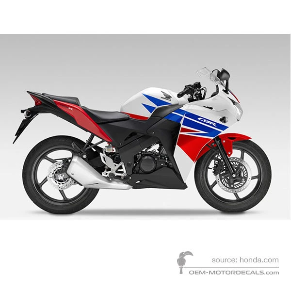 Decals for Honda CBR125R 2016 - White • Honda OEM Decals