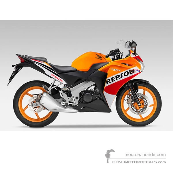 Stickers voor Honda CBR125R 2015 - Oranje • Honda OEM Stickers