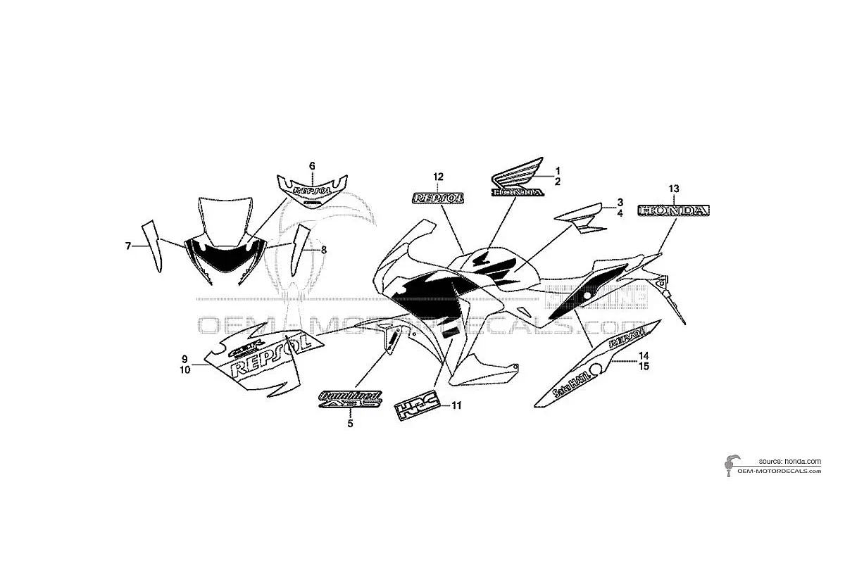 Naklejki do Honda CBR250R 2013 - Pomarańczowy • Honda Naklejki OEM
