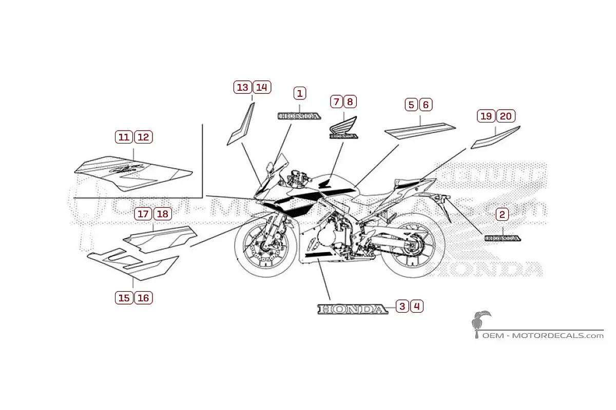 Naklejki do Honda CBR500R 2026 • Honda Naklejki OEM