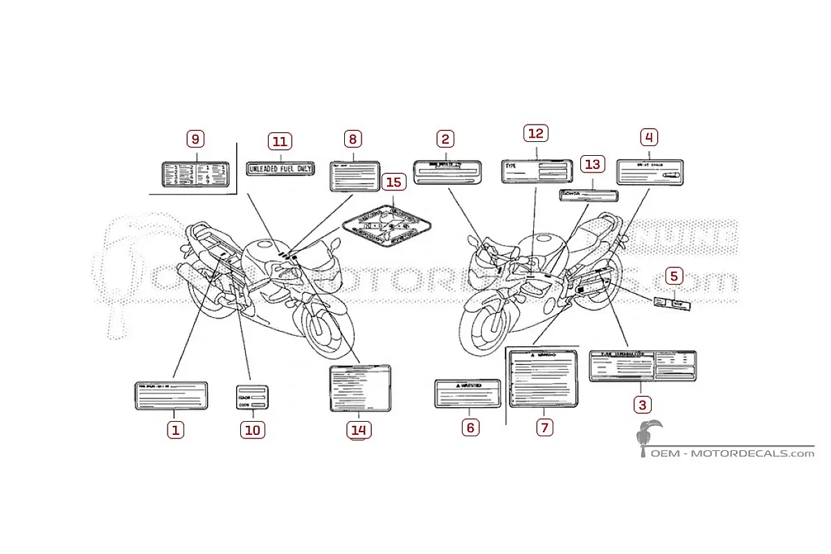 Aufkleber für Warnhinweise • Honda OEM-Aufkleber