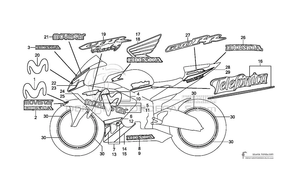 Aufkleber für Honda CBR600RR 2006 - Blau • Honda OEM-Aufkleber