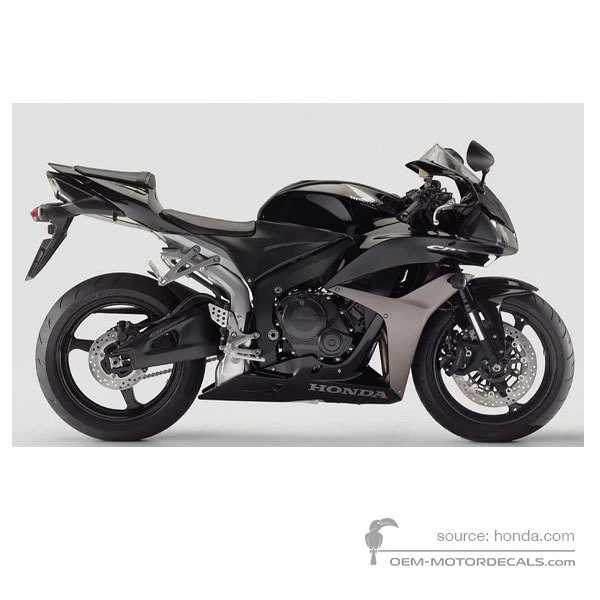 Naklejki do Honda CBR600RR 2008 - Czarny • Honda Naklejki OEM