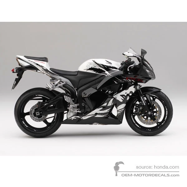 Decals for Honda CBR600RR 2010 - Black White • Honda OEM Decals