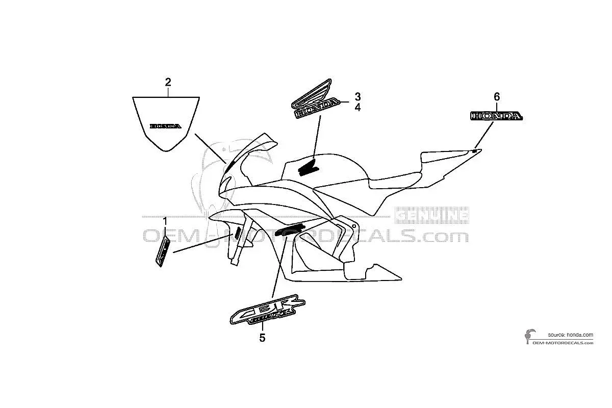 Pegatinas para Honda CBR600RR 2012 - Negro • Honda Pegatinas OEM