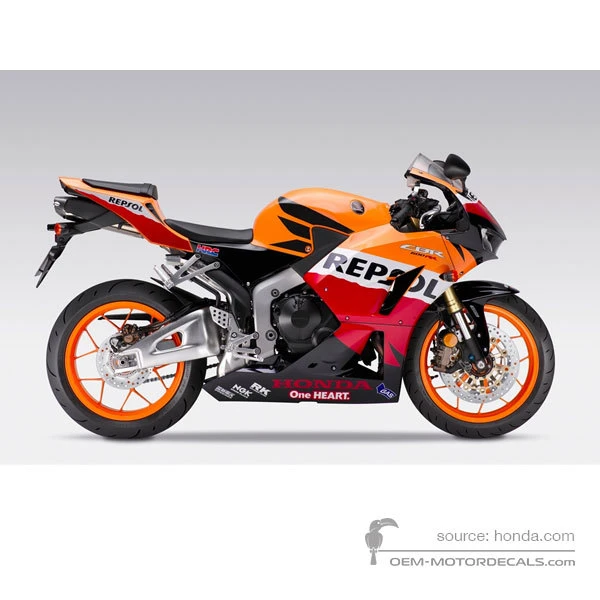 Naklejki do Honda CBR600RR 2013 - Pomarańczowy • Honda Naklejki OEM