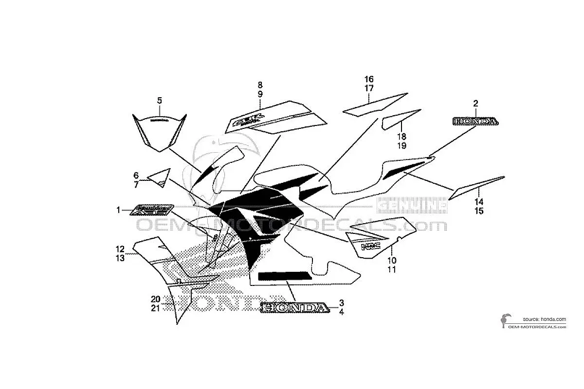 Stickers voor Honda CBR600RR 2015 - Wit • Honda OEM Stickers