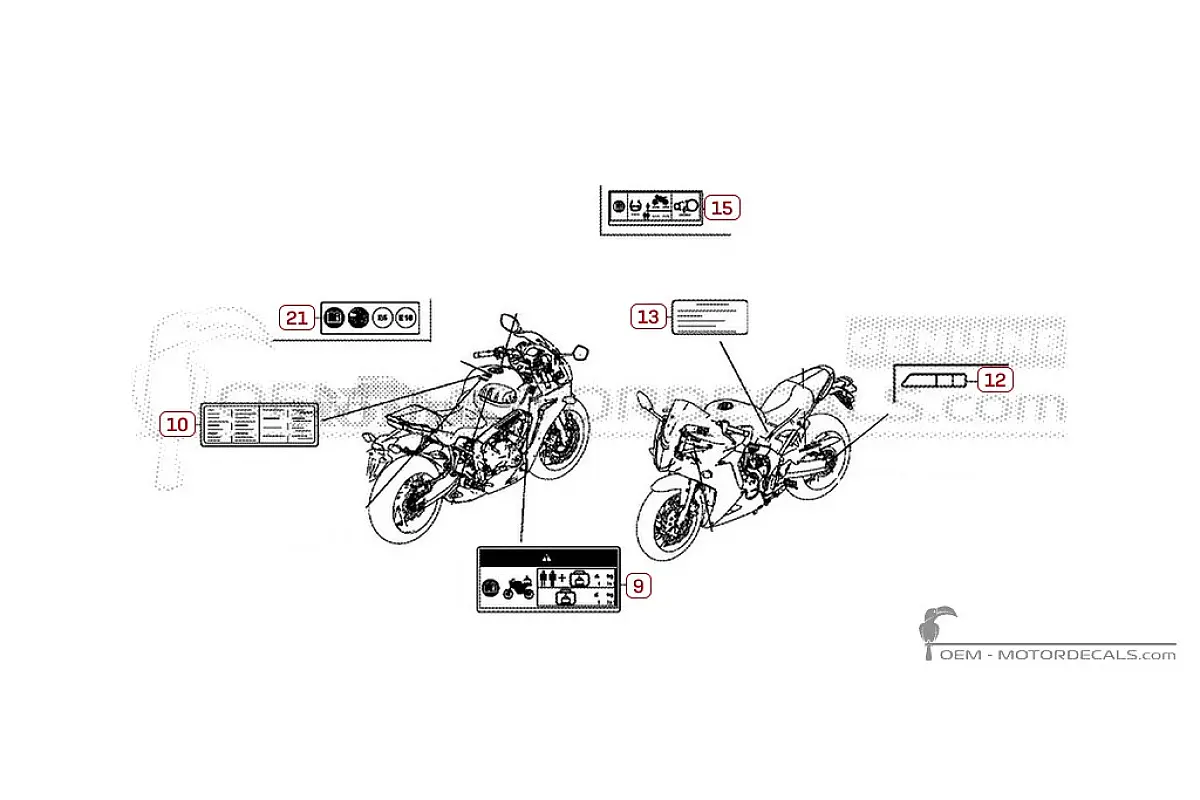 Stickers voor Waarschuwingslabels • Honda OEM Stickers