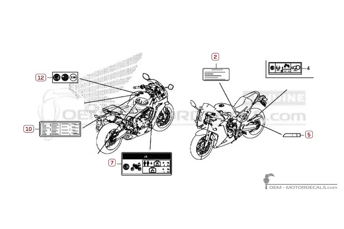 Autocollants pour Étiquettes d'avertissement • Honda Autocollants OEM