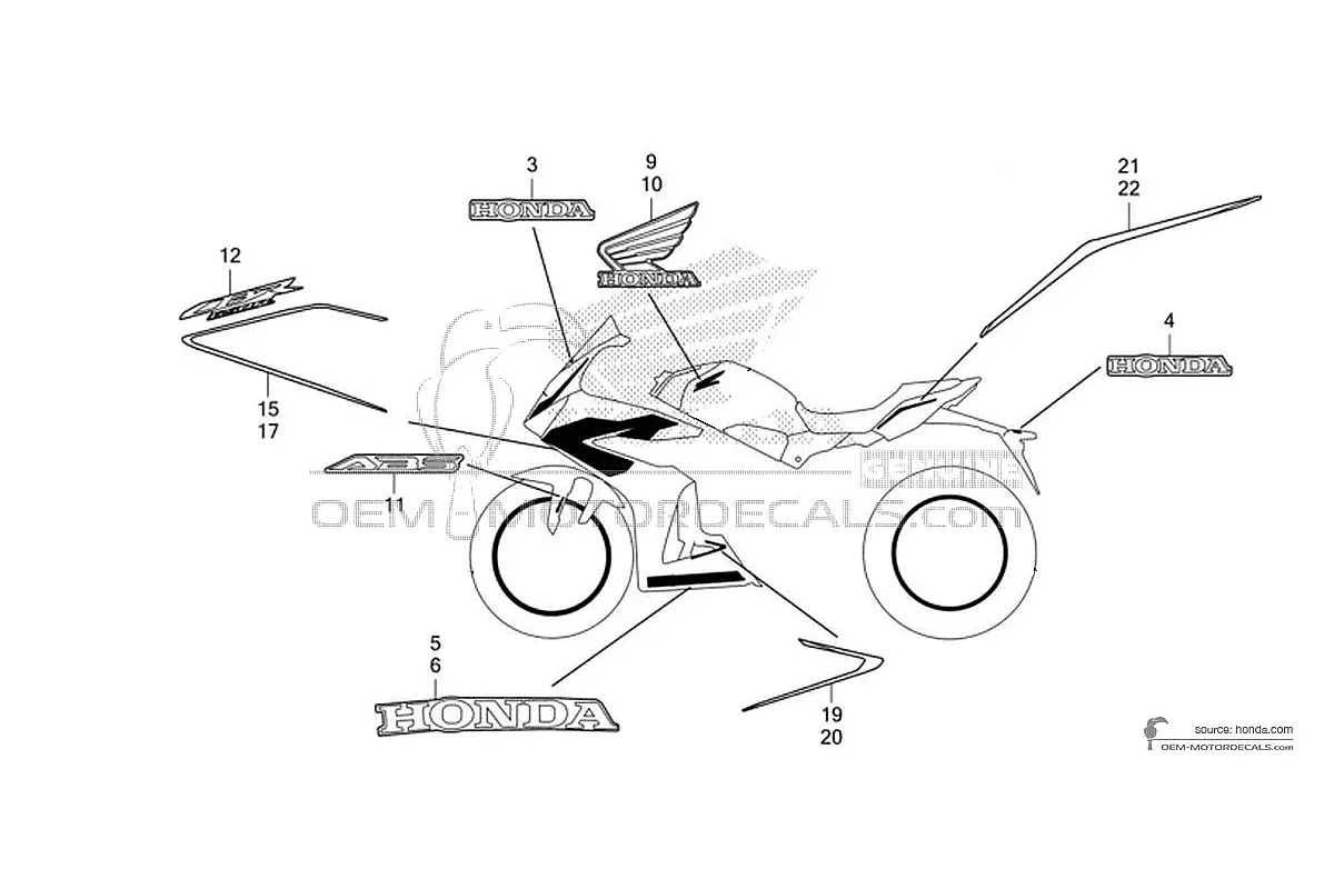 Stickers voor Honda CBR650R 2024 - Zwart • Honda OEM Stickers