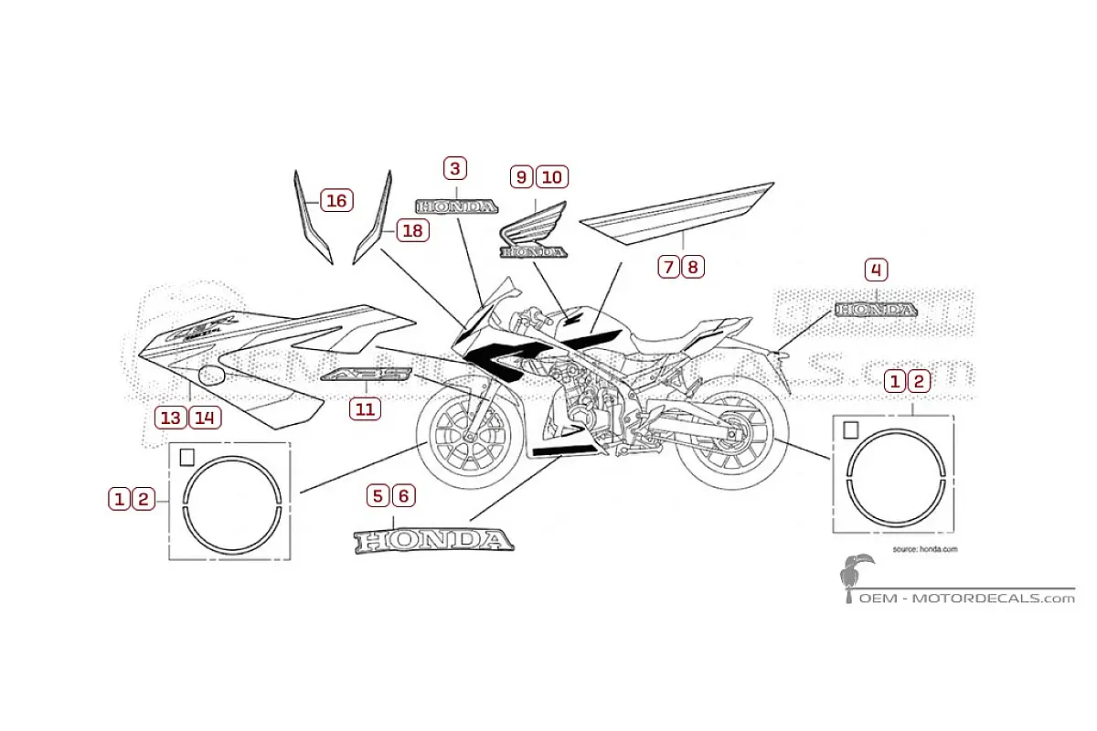 Decals for Honda CBR650R  2025 • Honda OEM Decals