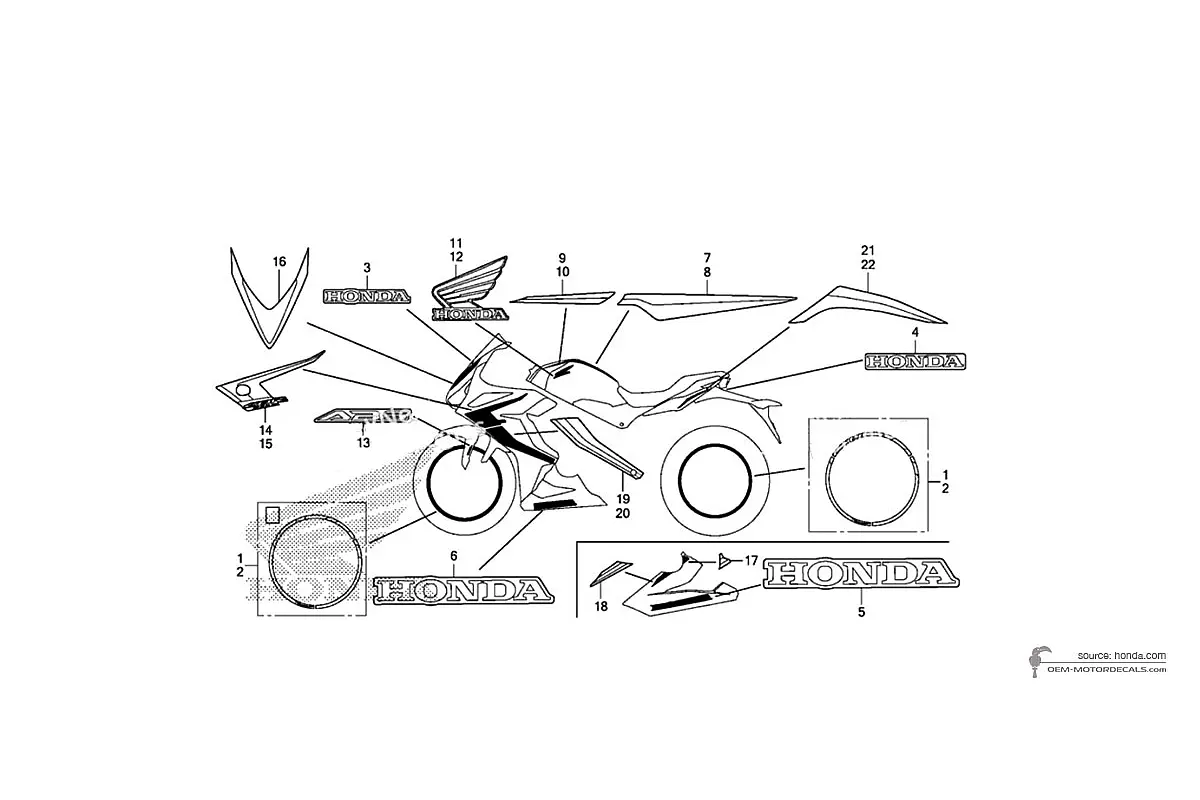 Decals for Honda CBR650R 2019 - Red • Honda OEM Decals