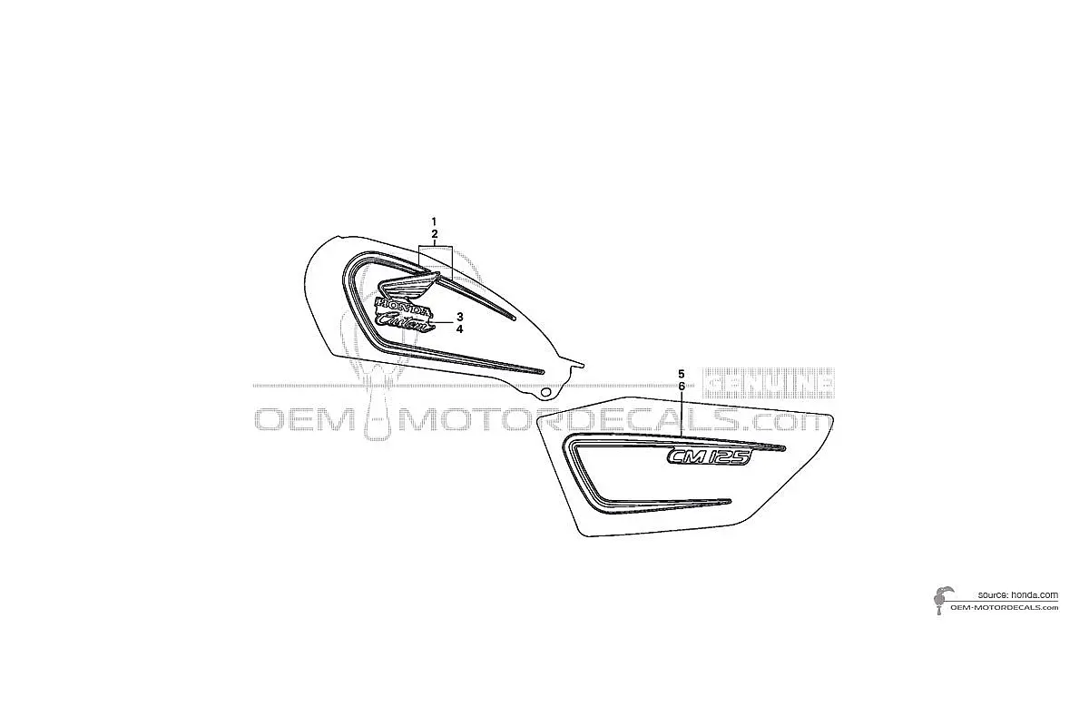 Decals for Honda CM125C CUSTOM 1993 - Beige • Honda OEM Decals