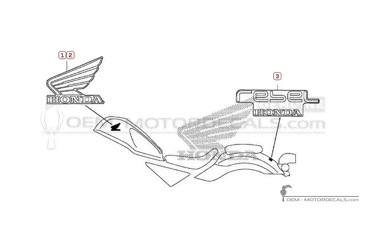 Autocollants pour Honda CMX500 REBEL 2023 • Honda Autocollants OEM
