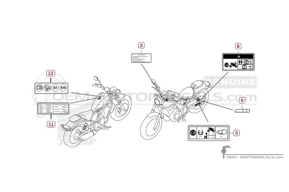 Stickers voor Waarschuwingslabels • Honda OEM Stickers