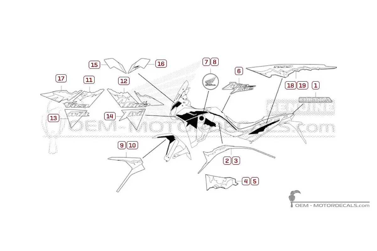 Autocollants pour Honda CRF1100 AFRICA TWIN 2026 • Honda Autocollants OEM