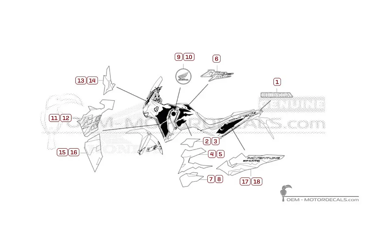 Pegatinas para Honda CRF1100 AFRICA TWIN ADVENTURE SPORTS  2026 • Honda Pegatinas OEM