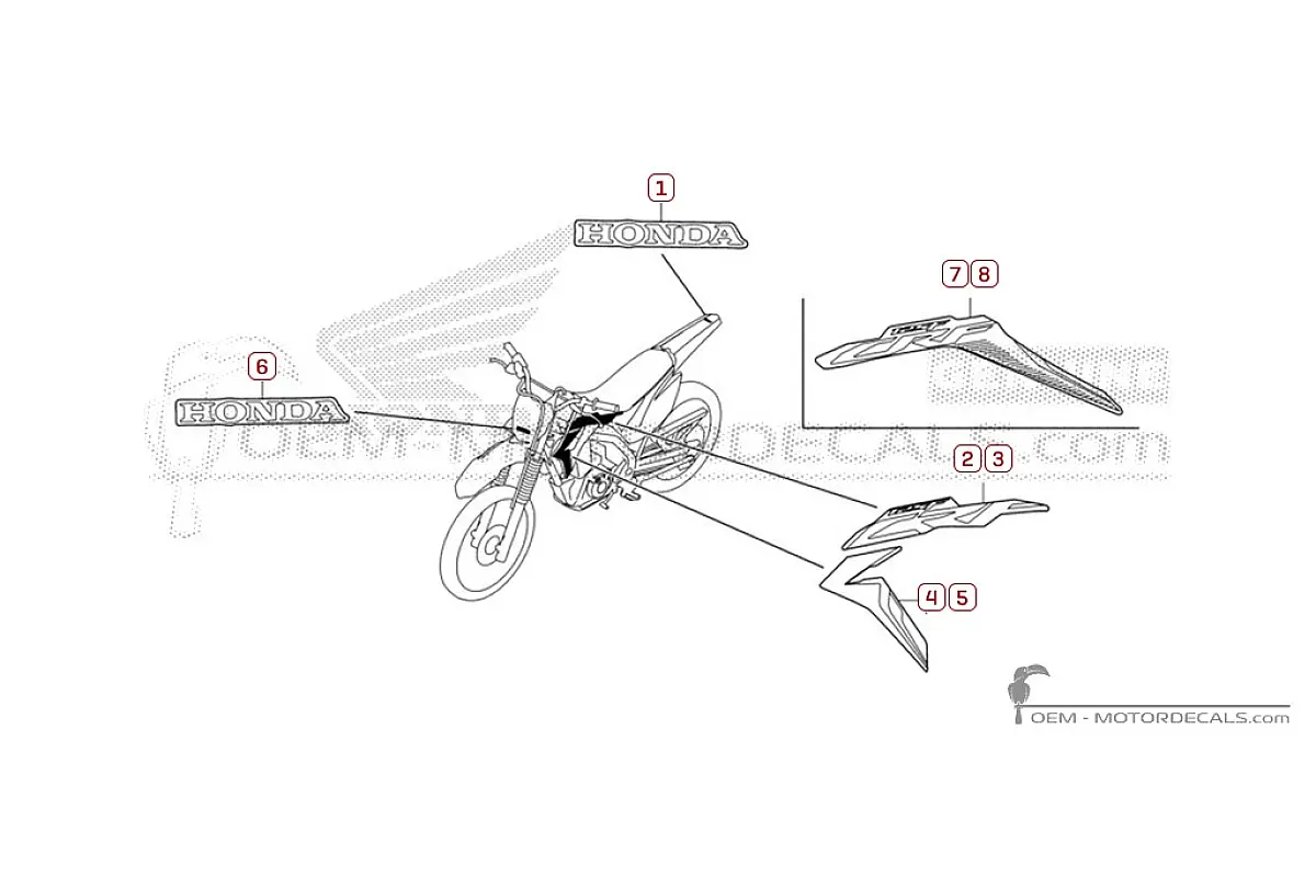Aufkleber für Honda CRF125F 2022 • Honda OEM-Aufkleber