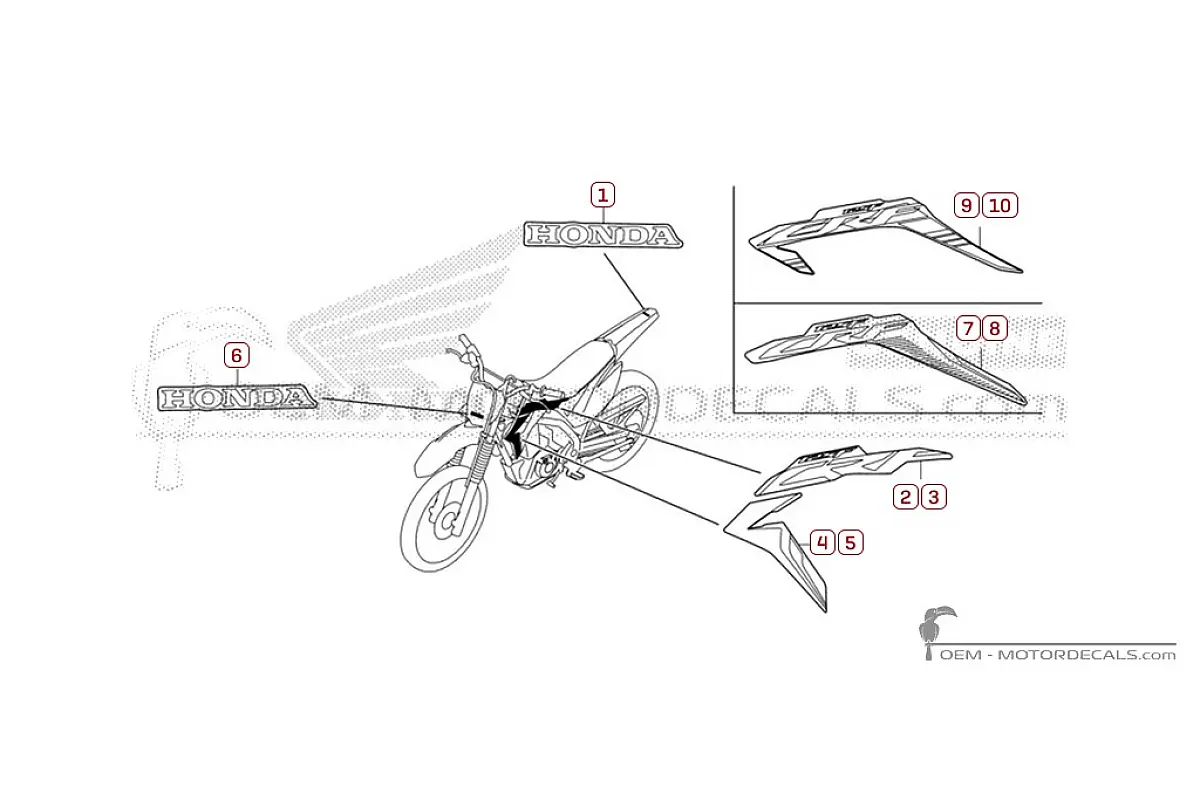 Decals for Honda CRF125F 2023 • Honda OEM Decals