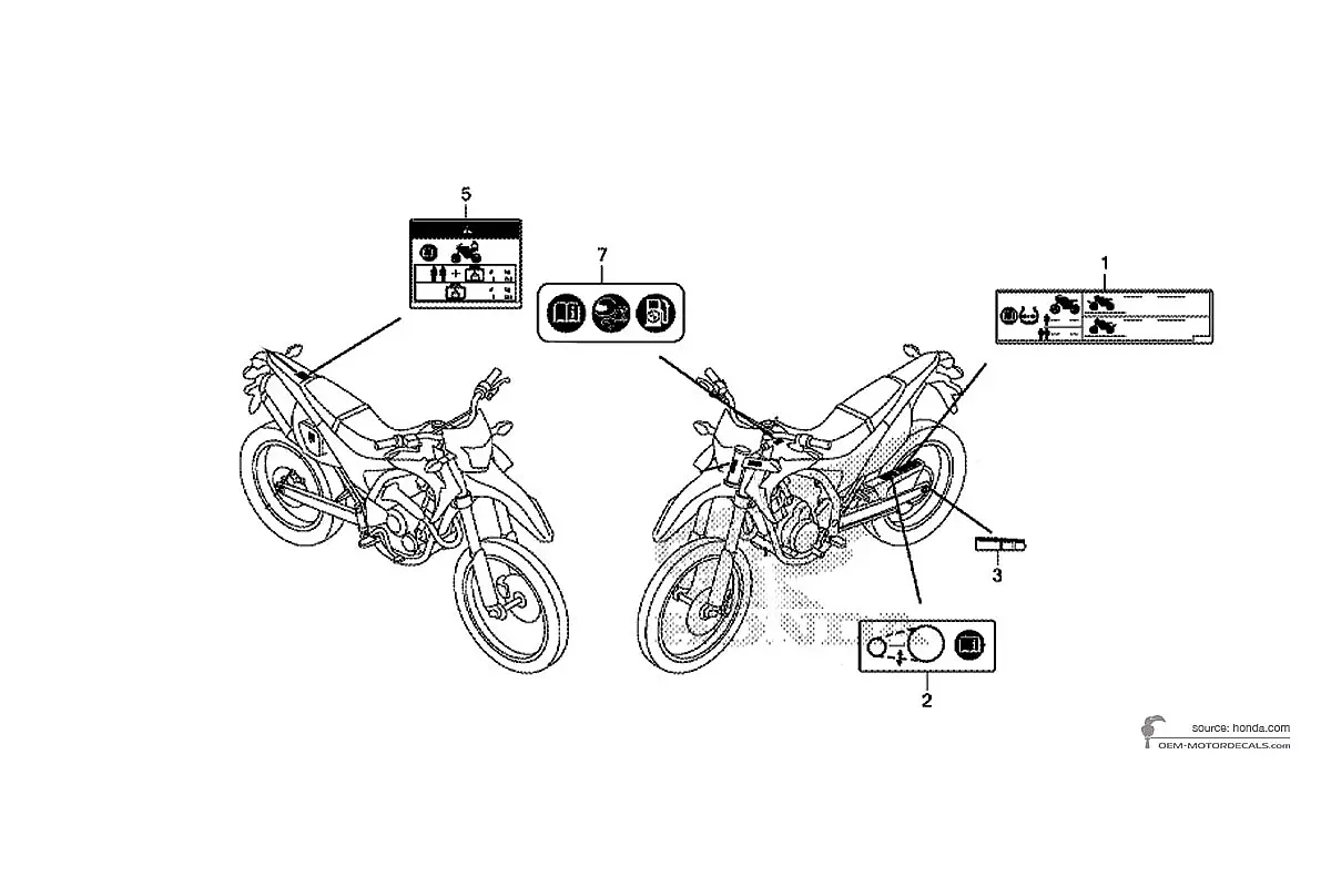 Naklejki do Honda CRF250L 2013 - Etykiety ostrzegawcze • Honda Naklejki OEM