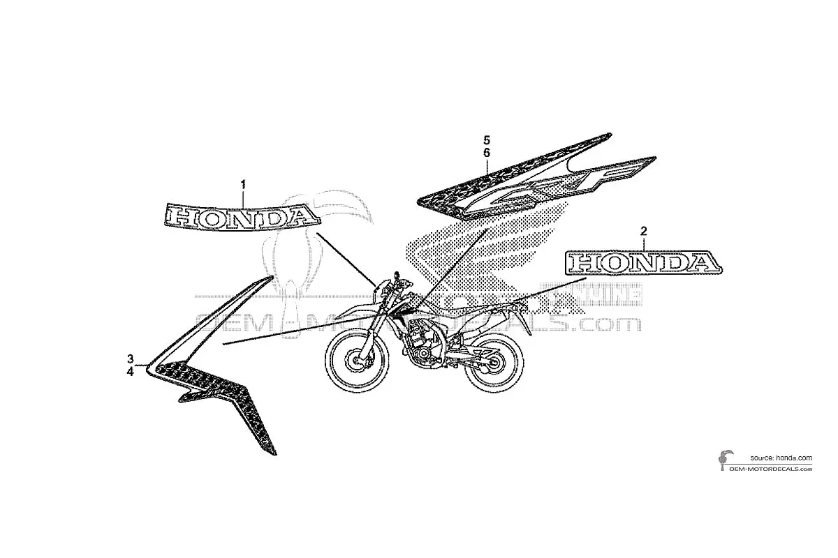 Stickers voor Honda CRF250L 2013 - Rood • Honda OEM Stickers