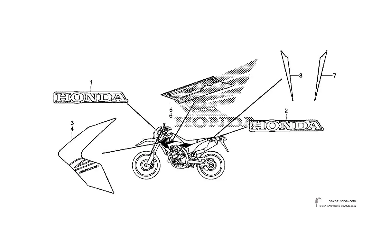 Pegatinas para Honda CRF250M 2014 - Negro • Honda Pegatinas OEM