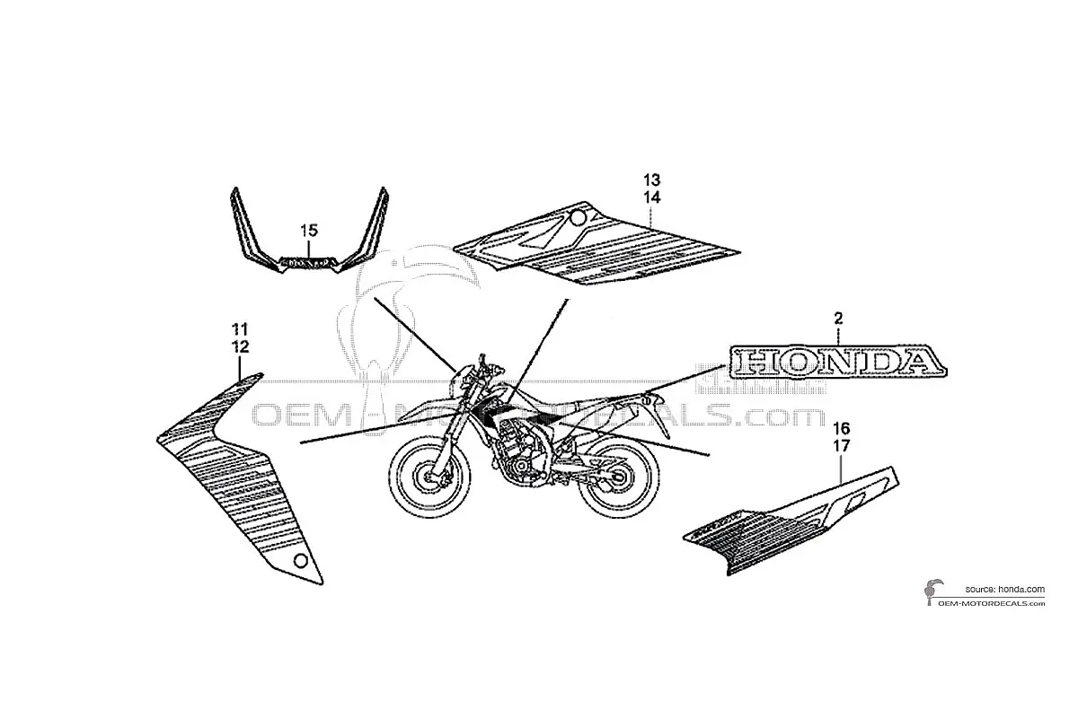 Stickers voor Honda CRF250M 2015 - Zwart • Honda OEM Stickers