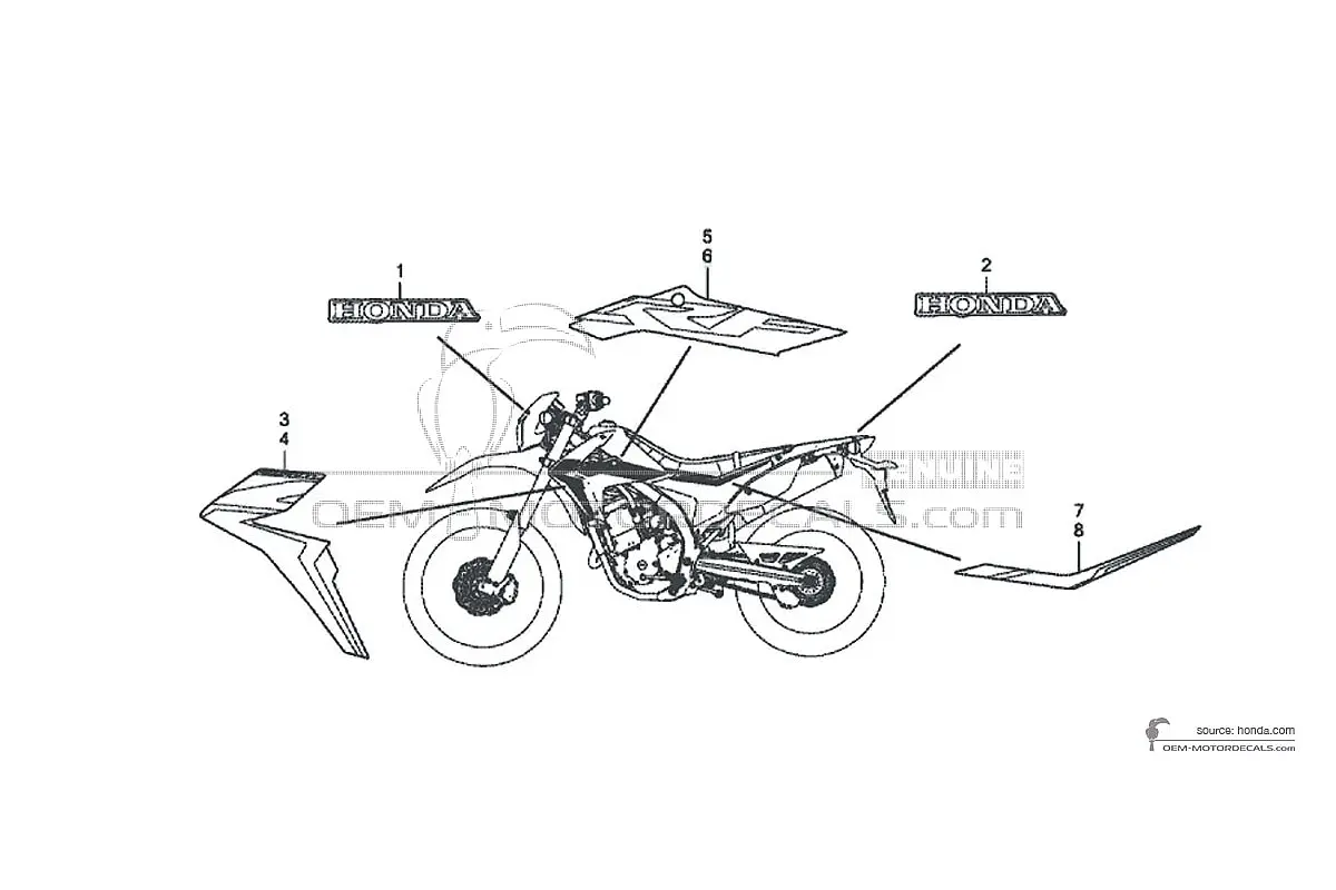 Autocollants pour Honda CRF250M 2017 - Rouge • Honda Autocollants OEM