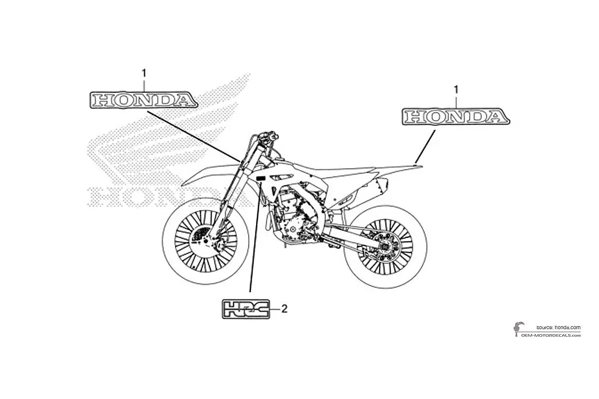 Decals for Honda CRF250R 2022 - Red • Honda OEM Decals