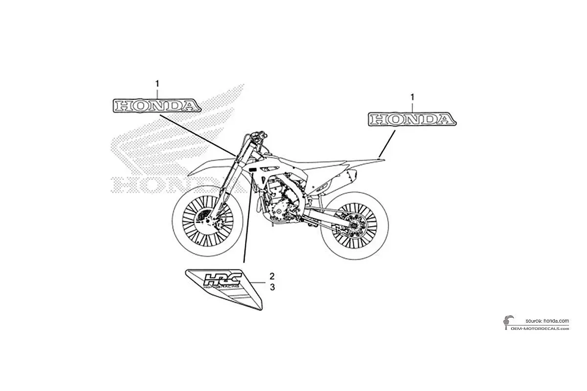 Stickers voor Honda CRF250R 2023 - Rood • Honda OEM Stickers