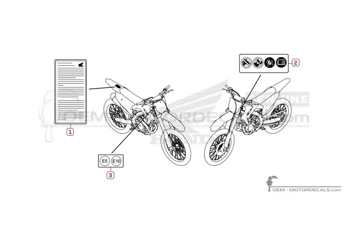 Aufkleber für Warnhinweise • Honda OEM-Aufkleber