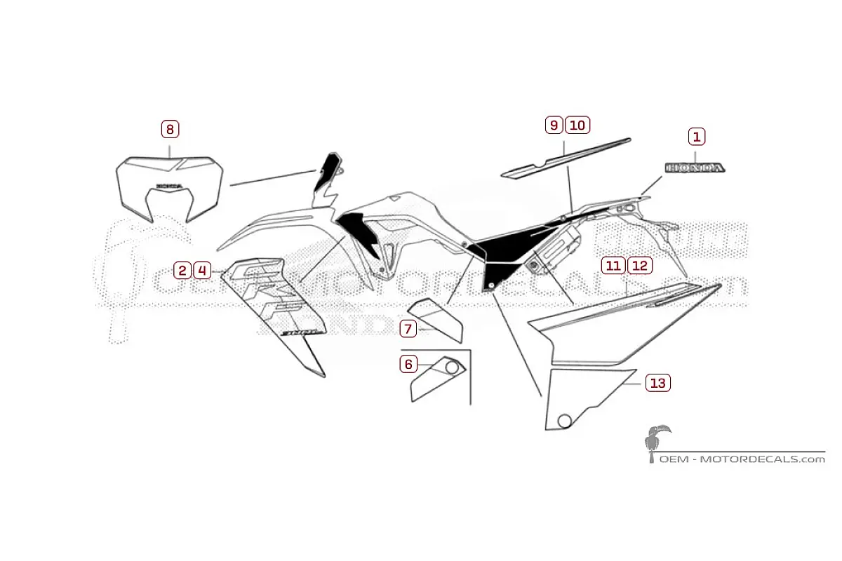 Adesivi per Honda CRF300 2025 • Honda Adesivi OEM