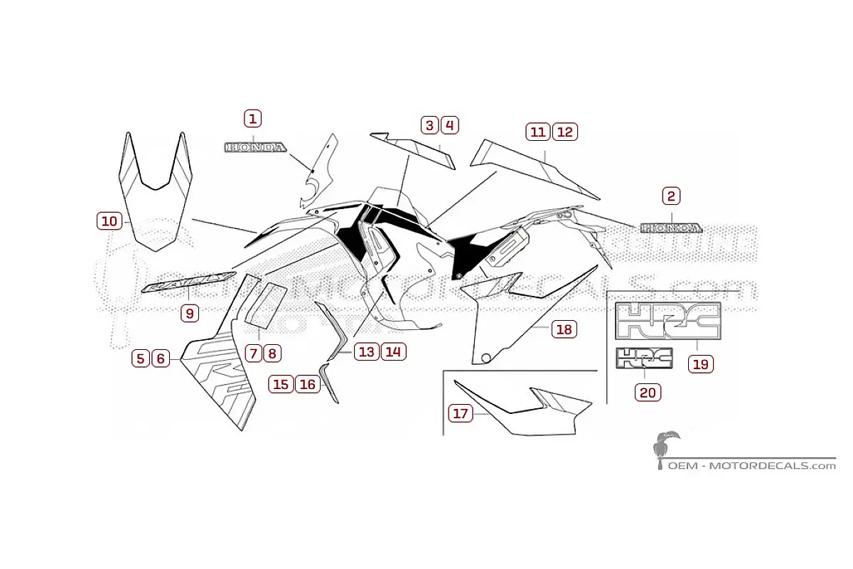 Adesivi per Honda CRF300 Rally  2025 • Honda Adesivi OEM
