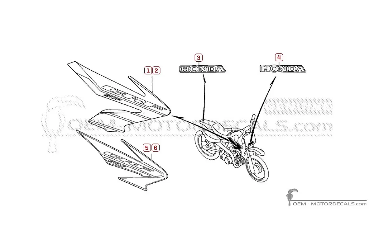 Stickers voor Honda CRF50F 2005 • Honda OEM Stickers