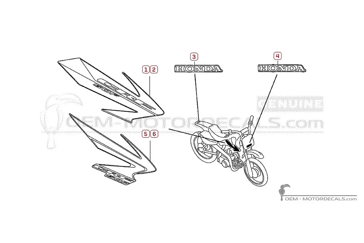 Decals for Honda CRF50F 2007 • Honda OEM Decals