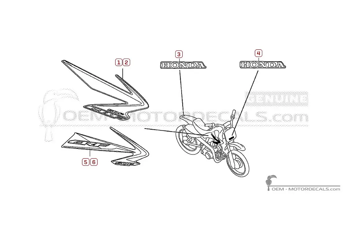 Decals for Honda CRF50F 2008 • Honda OEM Decals