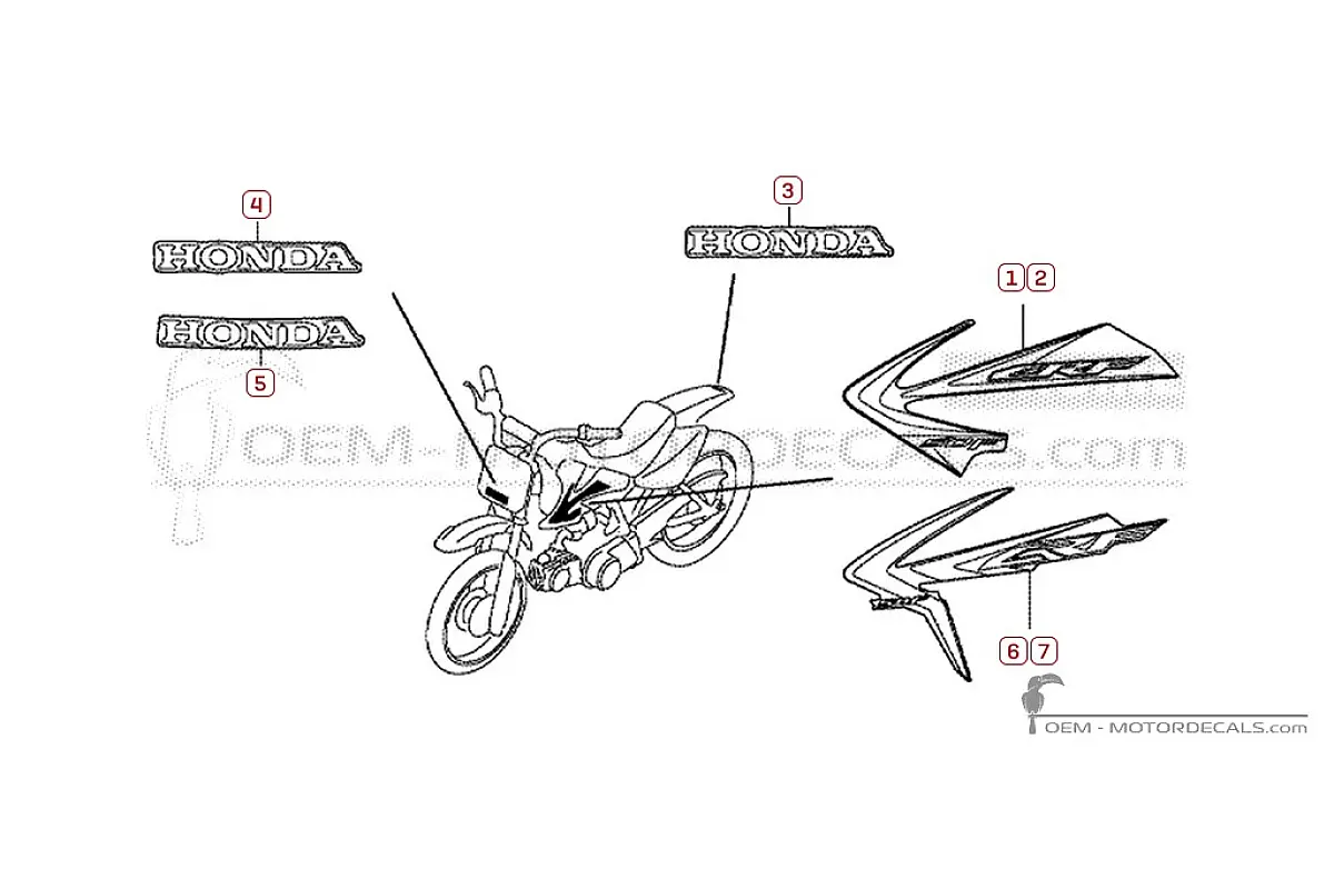 Pegatinas para Honda CRF50F 2012 • Honda Pegatinas OEM